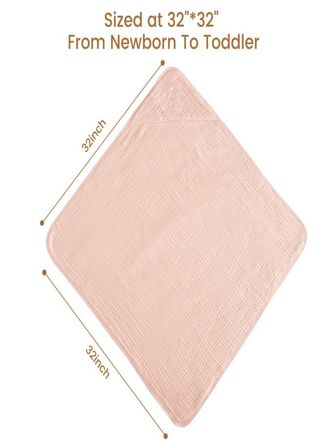 david's kids 2 Pack Baby Hooded Towels, Large 32"x32", 6 Layer 100% Muslin Cotton Absorbent Girl Bath Towel for Newborn, Infant and Toddler. Soft and Breathable Baby Essentials, Pink Floral&Rose - Image 2